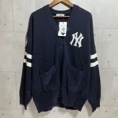 タグ付き 未使用 RODEO CROWNS WIDE BOWL ロデオクラウンズワイドボウル MLB ニット カーディガン 長袖 トップス FREE ネイビー NY ロゴ 刺繍 メンズ レディース SU-11-14のサムネイル