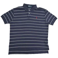 Polo by Ralph Lauren ポロ ラルフローレン ボーダーポロシャツ ネイビー(メンズ XL相当)中古 古着 Y0038