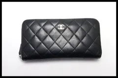 ■CHANEL 22番台 マトラッセ GD金具 レザー ラウンドファスナー 長財布 シャネル ■0416fp20941