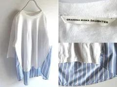 GRANDMA MAMA DAUGHTER グランマママドーター 2021SS シャツテール切替Tシャツ ドロップショルダー カットソー 0 白 ゆったりのサムネイル