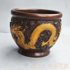 ピータン壺 壺 メダカ鉢 傘立て 水瓶 陶器 龍 ドラゴン 龍絵柄 - メルカリ