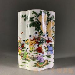 中国 「慎徳堂製」銘 色絵百子図 筆筒 - メルカリ