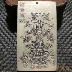 中国古美術 鹿鶴同春 文鎮 金属工芸 浮彫 刻印あり 縁起物 開運風水