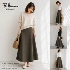 【未使用級】Ron Herman California ロンハーマンカリフォルニア カーキ XS ボンディング フレアロングスカート 美シルエット 大人カジュアル 上品 通年 人気商品 オールシーズン モードのサムネイル