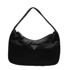 PRADA プラダ ホーボー ワンショルダーバッグ MV515 トライアングルロゴ 三角ロゴプレート ナイロン ホーボー ブラック 美品 中古 4a000858