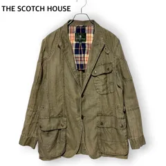 THE SCOTCH HOUSE ザ・スコッチハウス  サファリジャケット 大人の風格漂う  カーキ オリーブグリーン メンズ Lサイズ 麻 リネン ライトアウター ミリタリー 三陽商会 羽織り 多ポケット