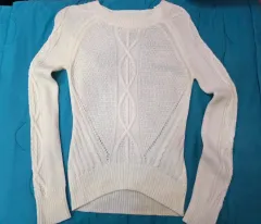 レディース アイボリー ケーブル編み ニット セーター