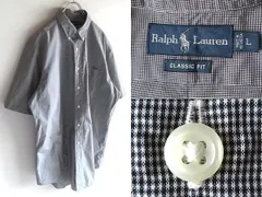 希少 90sビンテージ Ralph Lauren ラルフローレン CLASSIC FIT コットン マイクロチェック BDシャツ L 黒 白 USA企画