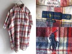 Ralph Lauren ラルフローレン CLASSIC FIT ポロポニーロゴ刺繍 マドラスチェック プルオーバー BDシャツ M インド製 国内正規品