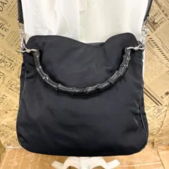 グッチ ハンドバッグ ショルダー ナイロン 黒 バンブー 旅行 GD397