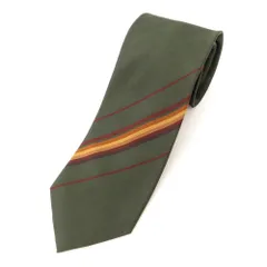 【新品】ジエレ GIERRE シルク ストライプ柄ネクタイ モスグリーンxブラウン【メンズ】のサムネイル