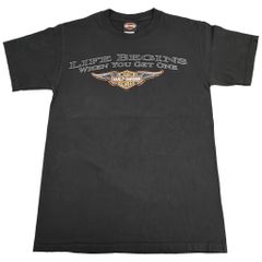 00年代 HARLEY DAVIDSON ハーレーダビッドソン 半袖Ｔシャツ モーターサイクル ブラック(メンズ SMALL)中古 古着 Y0046