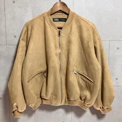 ZARA ザラ フェイクレザー ボンバー ジャケット ブルゾン アウター XS ベージュ レディース SU-11-28