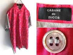 CABANE de ZUCCA カバンドズッカ ガーゼ生地切替 コットン天竺 カットソー生地 半袖 シャツ S ピンクレッド 杢グレーのサムネイル