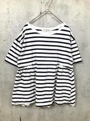 Ray BEAMS レイビームス S/S TEE ボーダー バックギャザー クルーネック Tシャツ カットソー 白ｘ黒 ■◆ レディース
