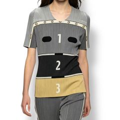 極美品 PLEATS PLEASE プリーツプリーズ ISSEY MIYAKE イッセイミヤケ 跳び箱 カットソー サイズ3 マルチカラー