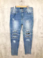 DANKE SCHON ダンケシェーン クラッシュデニム 蛇腹デニム デニムパンツ size34/水色 ■■◎メンズ