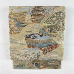 45番証紙つきの手織り帯 祇園祭を楽しむ京の町人と貴族 絵巻物のような 