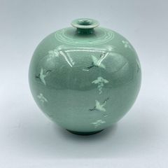 石村窯 朴奉容 白磁 鶴 花瓶 花器 生花 壺 - メルカリ