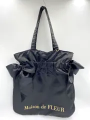 Maison de FLEUR メゾンドフルール サテン ダブルリボン ロゴ 推し活 痛バ トート バッグ 黒 ■■ レディース