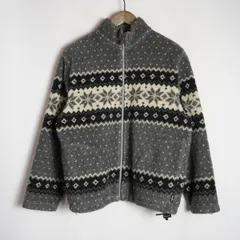 ellesse エレッセ ヴィンテージ フリース ジャケット ブルゾン ノルディック スノーフレーク柄 ハイネック 灰 M ●★4のサムネイル