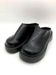 美品 Lelien plus ルリアンプラス スライドローファー クロッグ サボ サンダル 厚底 低反発 シューズ sizeLL/黒 ■■ レディース