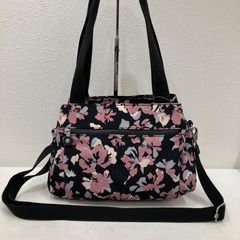 ラシット】フローラル トートバッグ 花柄 フラワー総柄 変形可能 黒 