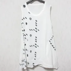 美品 慈雨 ジウ センソユニコ ジャガード ノースリーブ フレア チュニック ワンピース カットソー 40 ホワイト レディース 古着 中古 USEDのサムネイル