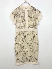 DAZZY デイジー レース フラワー フリルスリーブ タイト キャバ オケージョン ドレス ワンピース sizeS/クリーム ■■ レディース