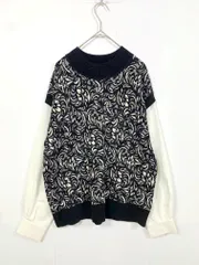 MURUA ムルーア モールジャガードドッキングシャツ 2way ニット プルオーバー sizeF/黒 ■◇ レディースのサムネイル