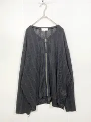 LILL リル ノーカラーデザイン ルーズシルエットシアーメッシュメタルZIP カーディガン sizeM/黒 ■■ メンズ