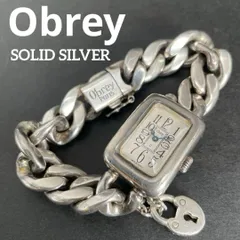 Obrey SOLID SILVER 純銀 銀無垢 チェーンブレスレットウォッチ MADE IN FRANCE フランス製 ブルースチール針 白ホワイト文字盤 オブレイ ソリッドシルバー レディースウォッチ 【電池交換済・動作ＯＫ】のサムネイル