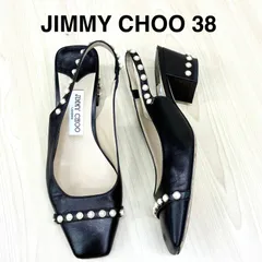 【ジミーチュウ JIMMY CHOO】フェイクパール バックストラップパンプス　バックスリングサンダル 38 ブラック