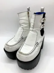 YOSUKE ヨースケ サイドゴア ベルト 厚底 チャンキーヒール ショート ブーツ size26/白 ■■ レディース
