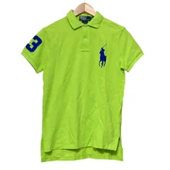 美品 POLO RALPH LAUREN ポロラルフローレン カスタムフィット ビッグポニー 半袖 鹿の子 ポロシャツ カットソー S ライムグリーン メンズ 古着 中古 USED