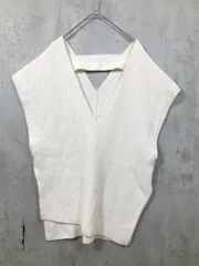 ADORE アドーア シンプル Vネック アシンメトリーヘム バイヤス ニット ベスト size38/白 ■■◎レディース
