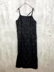 新品 callautia カラウティア フレアシルエット 花柄 ロング ジャガードキャミ ワンピース sizeM/黒  ■■ レディース