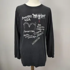 LEVI'S XL リーバイス　ロゴプリント　ロングTシャツ　カットソー　ブラック　【0443】