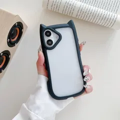 iPhone 16 用 ケース 猫耳 クリア 透明 耐衝撃 キャットタワー スマホケース 衝撃吸収 アクリル背面 TPUバンパー 黄変防止 ストラップホール付き レンズ保護 かわいい 韓国 おしゃれ