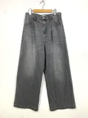 cussil クシル TRストレッチ ルーズシルエット ハイウエスト ストレート デニム パンツ sizeL/グレー ■■ メンズ