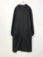 ZARA basic ザラ ベーシック シンプル ノーカラー 薄手 フェイクムートン ロング コート sizeS/黒 ■■ レディース