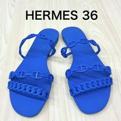 HERMES シェーヌダンクル タラサチェーン レザーサンダル 38 