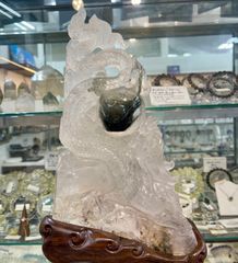 天然水晶 鯉 彫刻 置物 台座付き - メルカリ