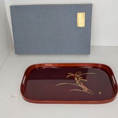 高級誠美漆器 漆塗 溜塗 長手盆 お盆 御盆 コーヒートレー 角盆 - メルカリ