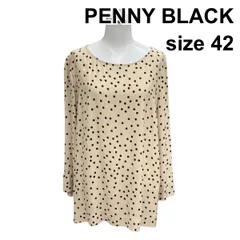 ◇ ペニーブラック PENNY BLACK ブラウス 長袖 ボートネック プルオーバー トップス ドット柄 ベージュ 黒 42 XL 13号 レディース Z6C463のサムネイル