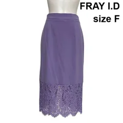 ◇ フレイアイディー FRAY I.D 切替タイトスカート ロングスカート 裾レース 花柄 バックスリット ラベンダー サイズF レディース S6D726