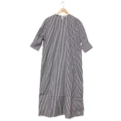 美品 LOEFF ロエフ ユナイテッドアローズ THOMAS MASON カイト ストライプ シャツワンピース サイズ1 ネイビー レディース 古着 中古 USEDのサムネイル