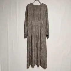 IENA バックリボン チェック レーヨン サイ36 日本製 ワンピース グレー ベージュ レディース イエナ【中古】3-0423M∞のサムネイル
