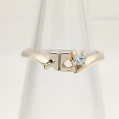 【美品】Courreges　クレージュ　ロゴデザインリング　アクアマリン　SILVER　シルバー950　9号　1.6gのサムネイル