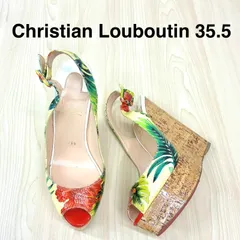 【クリスチャンルブタン Christian Louboutin 】裏張り済み！ボタニカル柄コルクソールサンダル 花柄ウェッジソールサンダル
